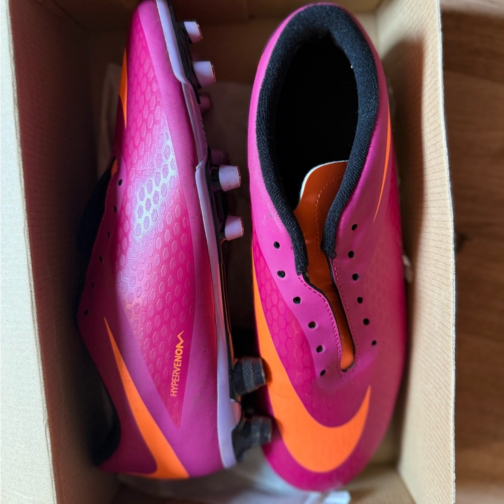 Nike Hypervenom Bright Pink and Orange Cleats